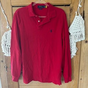 Polo Classic Fit blue label  by Ralph Lauren Men's Red Long Sleeve Shirt